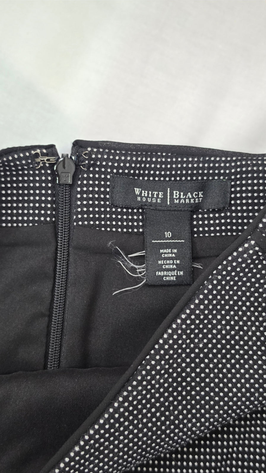 White House Black Market Size 10 Black White Micro Dot Pencil Skirt Ruffle Hem