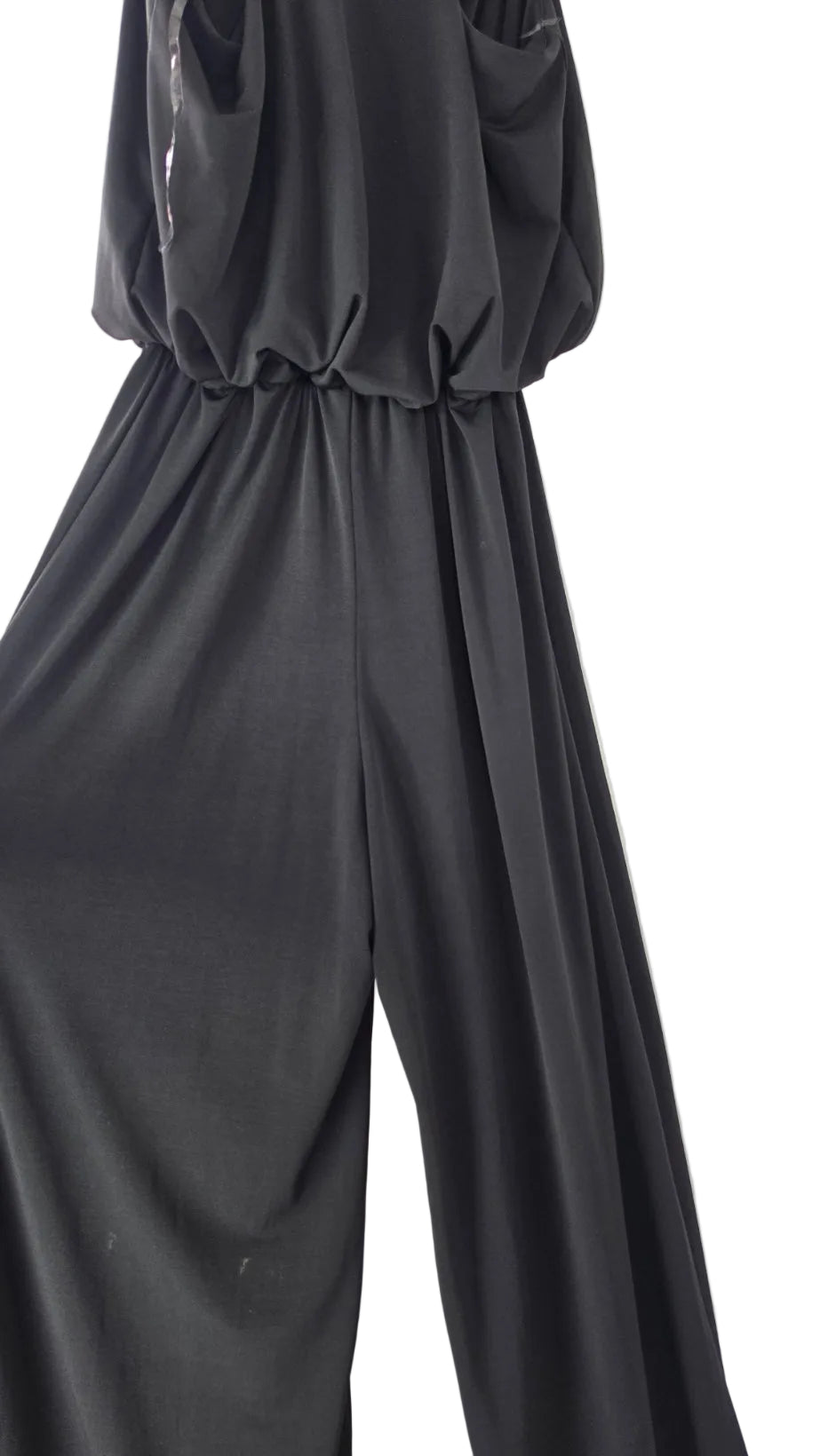 Urban K Black Wide Leg Jumpsuit Large Spaghetti Strap Draped Blouson