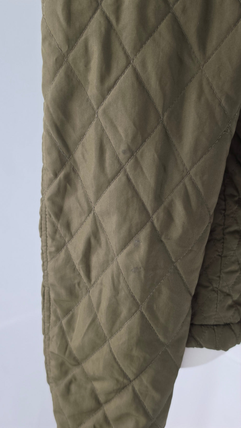 Love Tree Olive Green Quilted Jacket Medium Snap Button Zip Front Pockets Fleece Lined