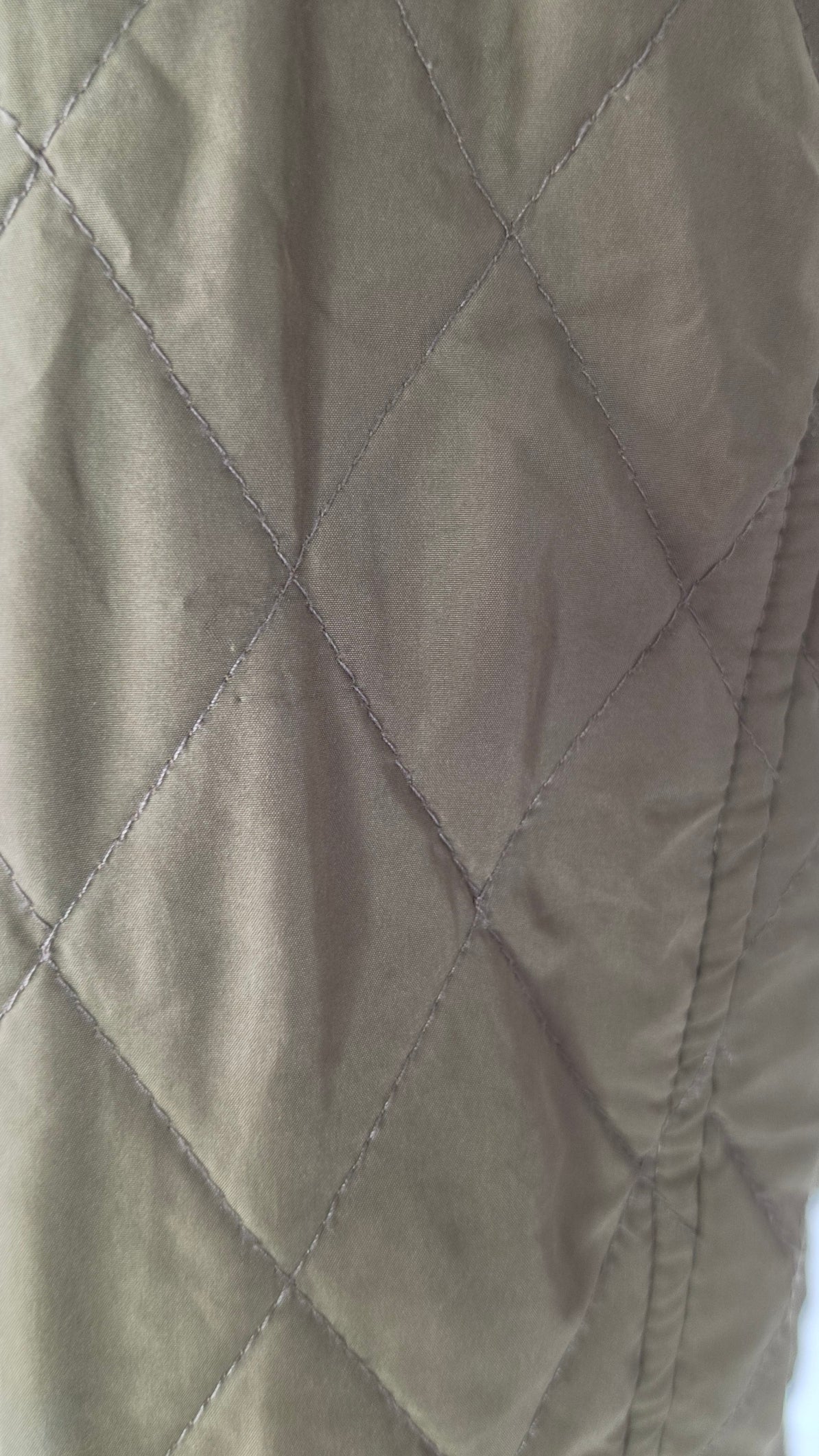 Love Tree Olive Green Quilted Jacket Medium Snap Button Zip Front Pockets Fleece Lined