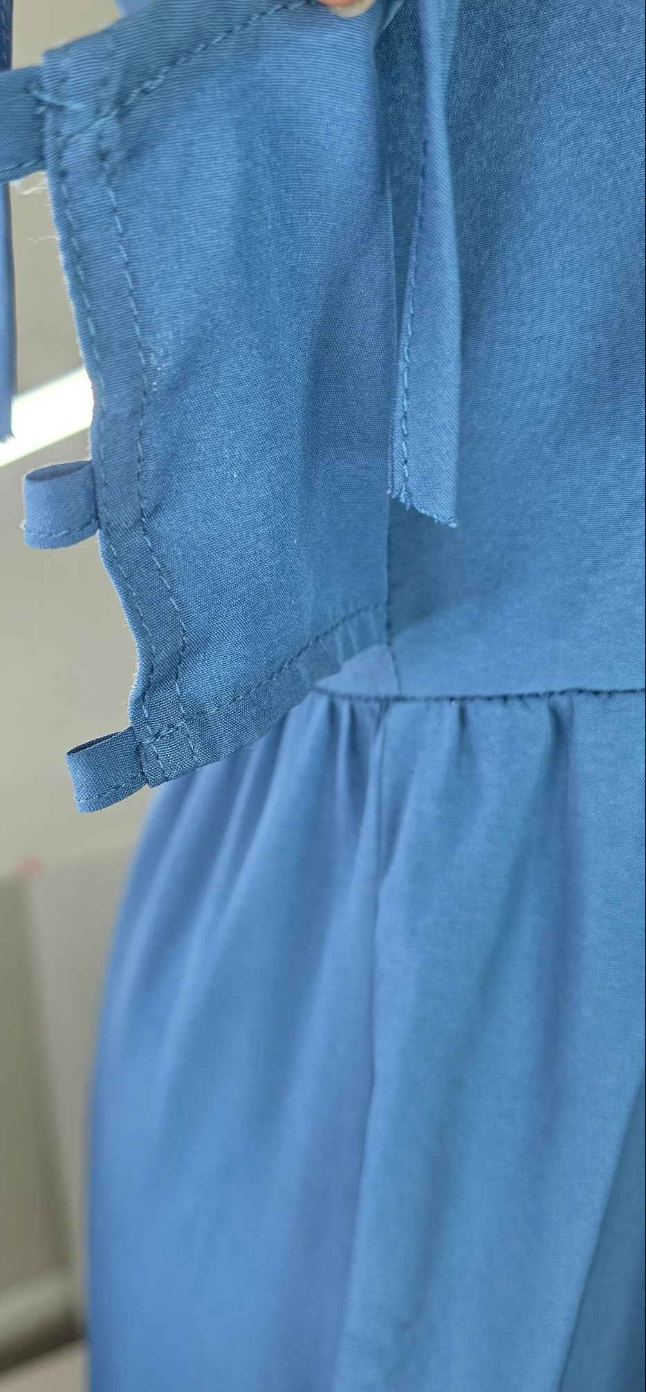 Blue Lace-Up Open Front Maxi Dress