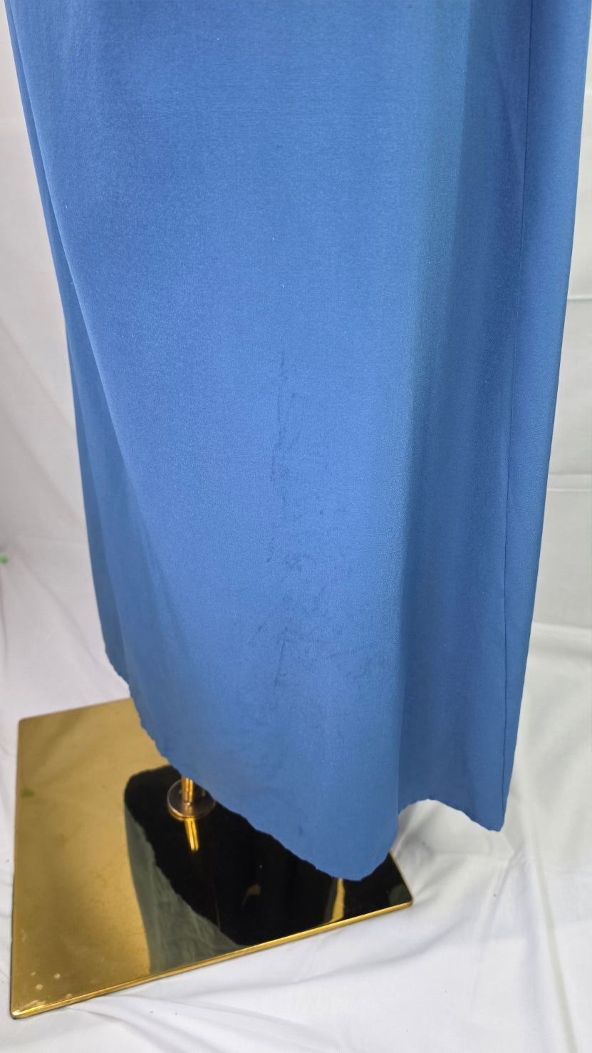 Blue Lace-Up Open Front Maxi Dress