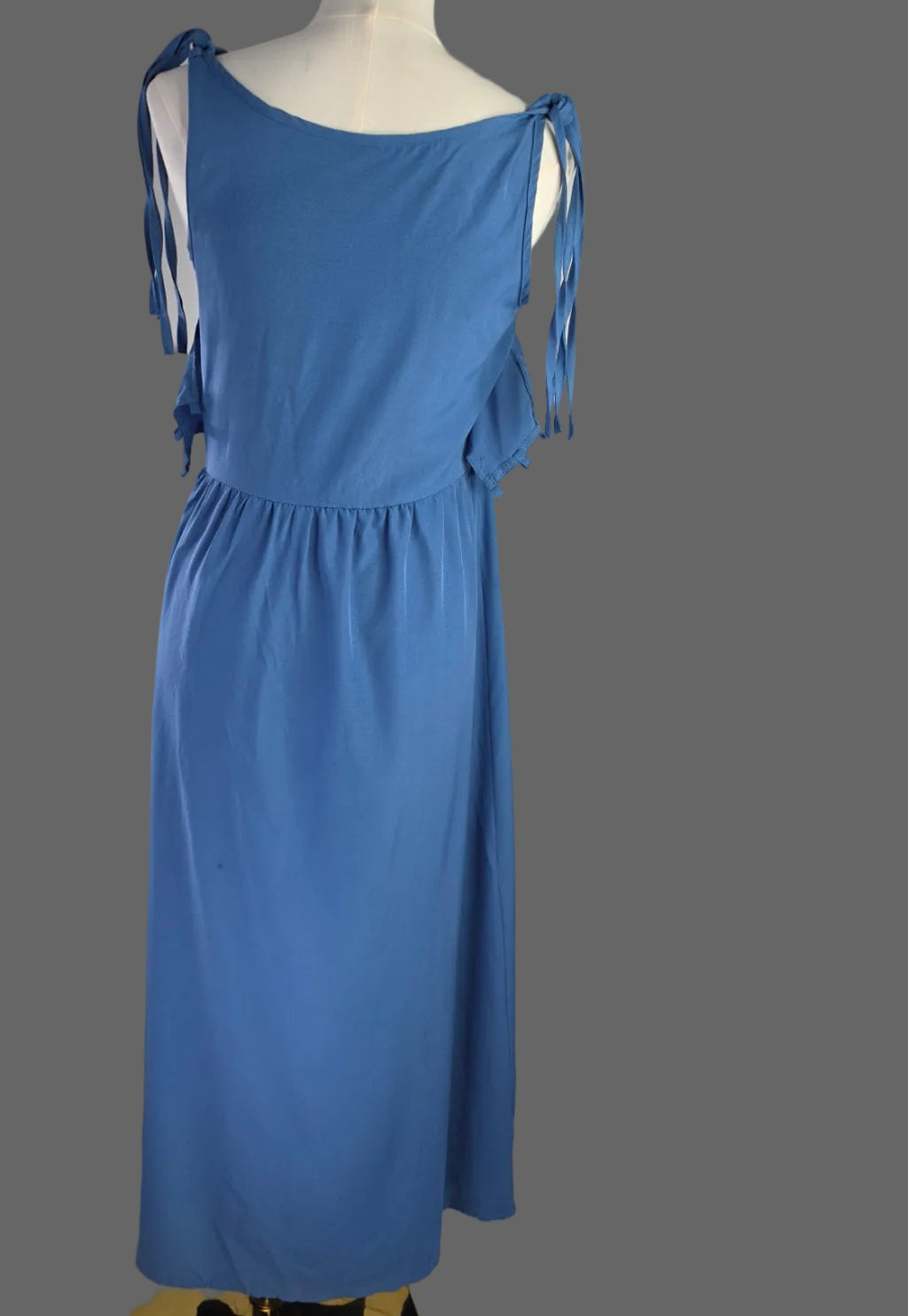 Blue Lace-Up Open Front Maxi Dress