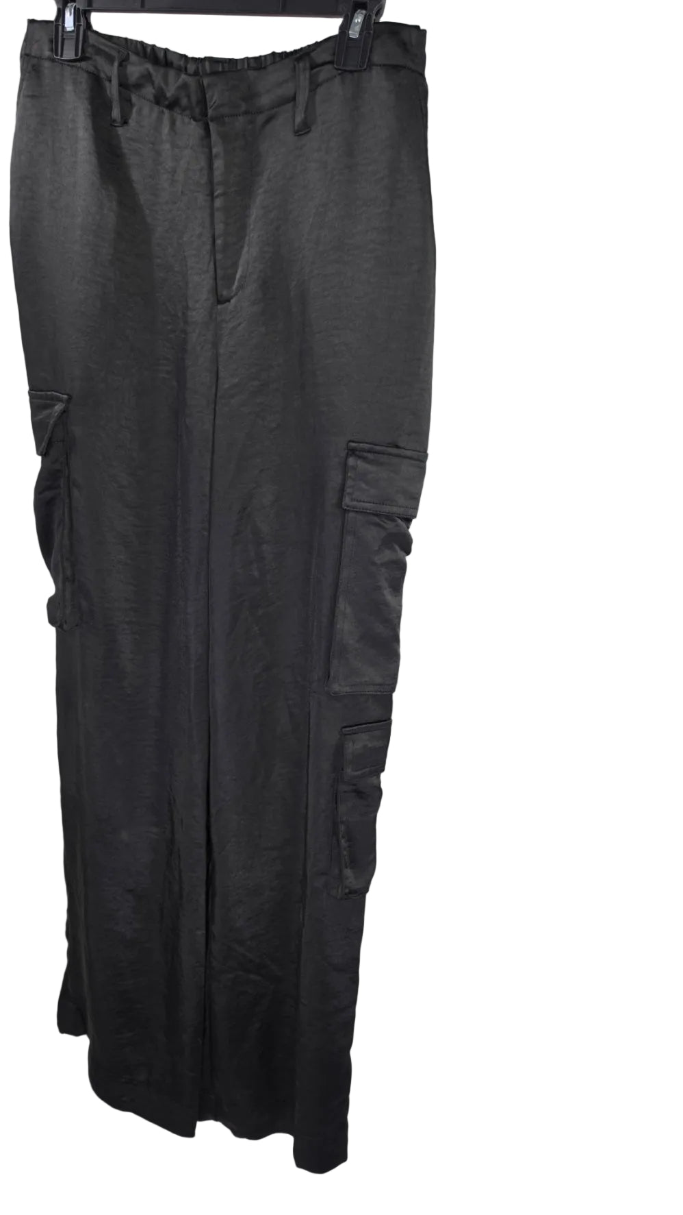 YFVE Black Satin Cargo Pants