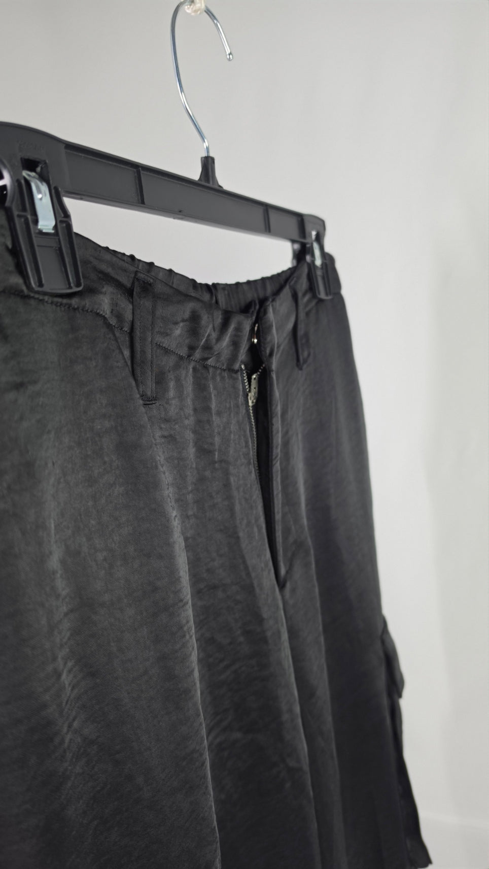 YFVE Black Satin Cargo Pants