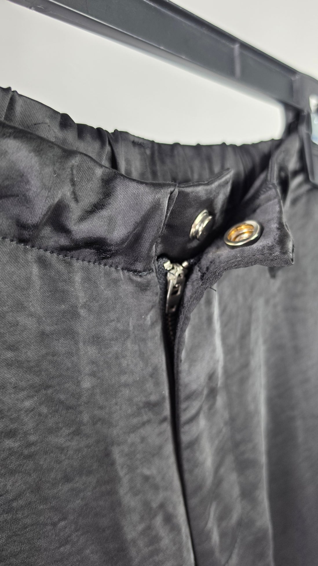 YFVE Black Satin Cargo Pants