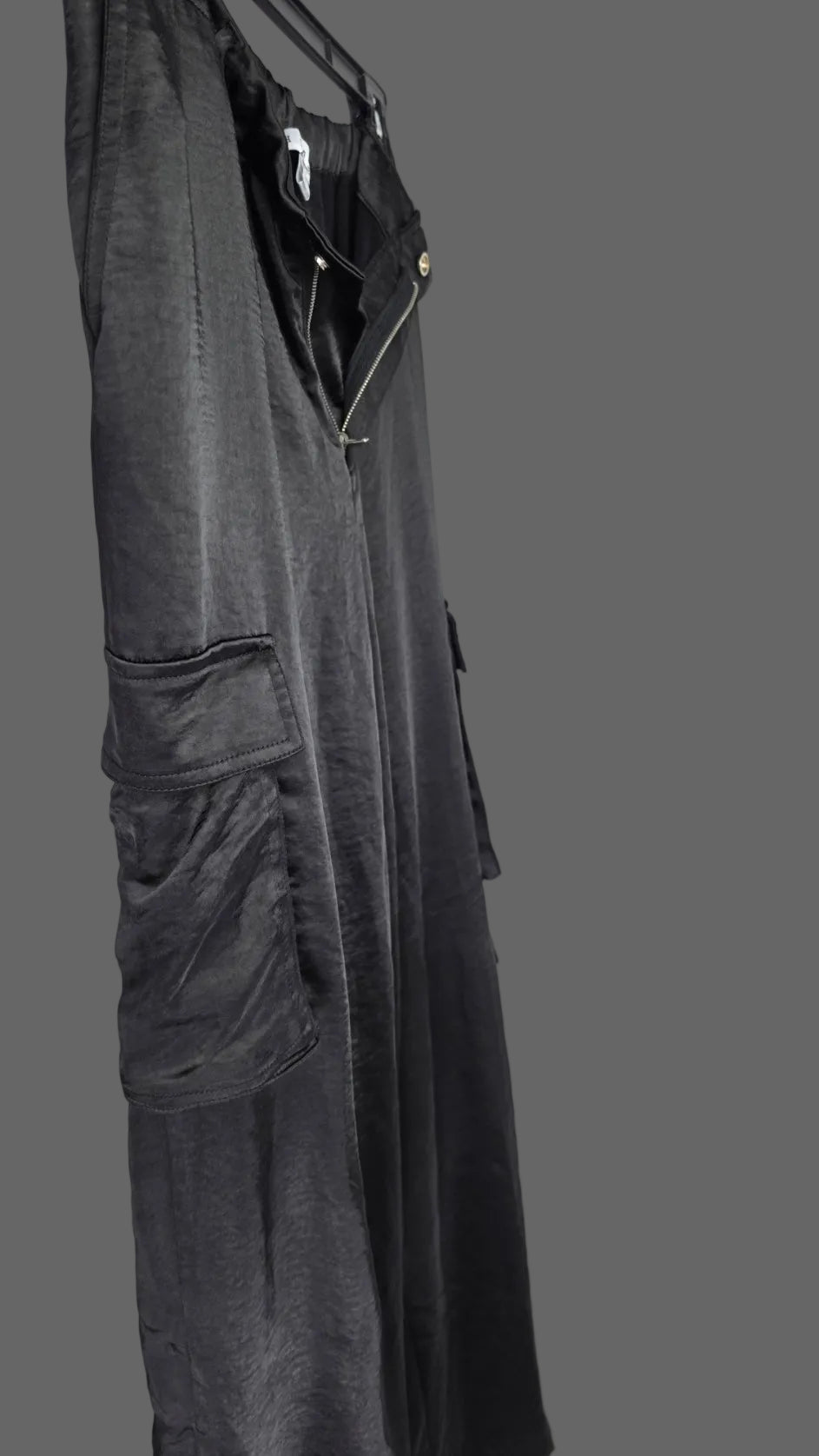 YFVE Black Satin Cargo Pants