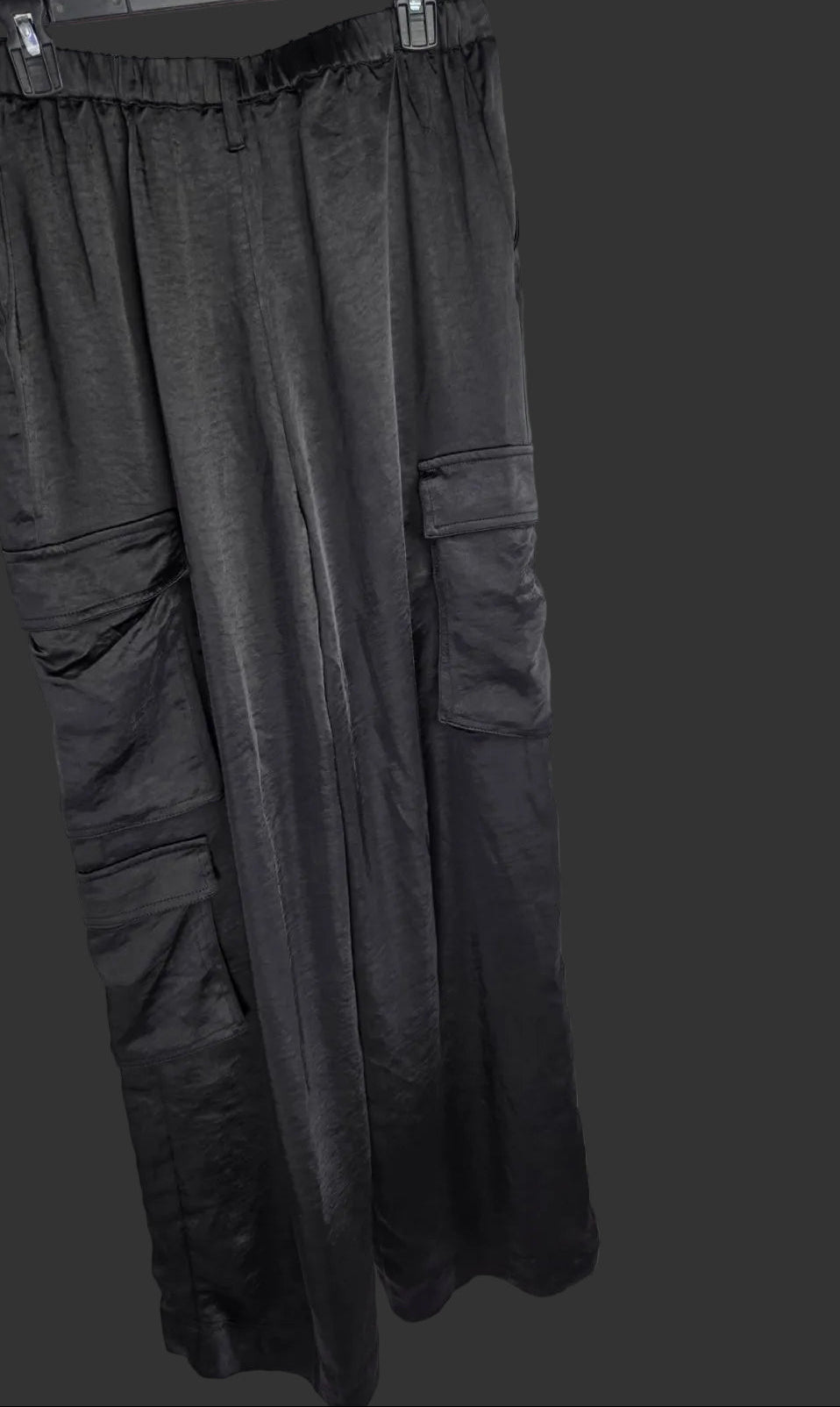 YFVE Black Satin Cargo Pants