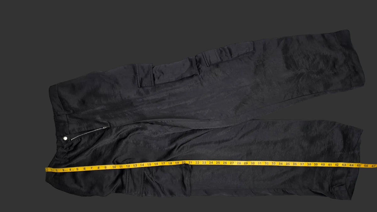 YFVE Black Satin Cargo Pants