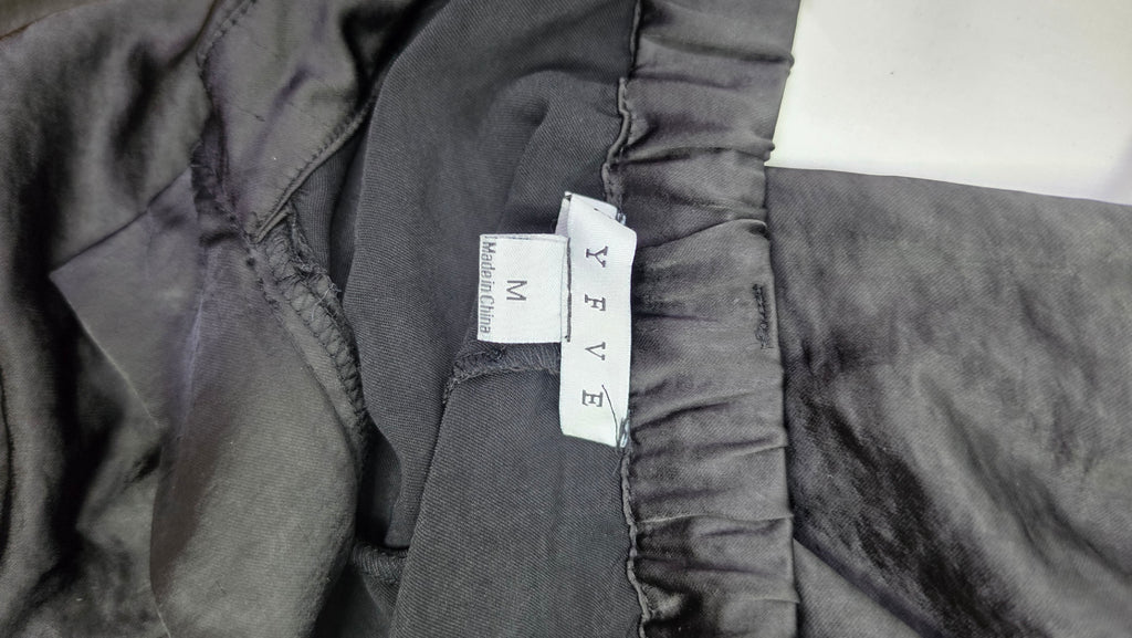 YFVE Black Satin Cargo Pants