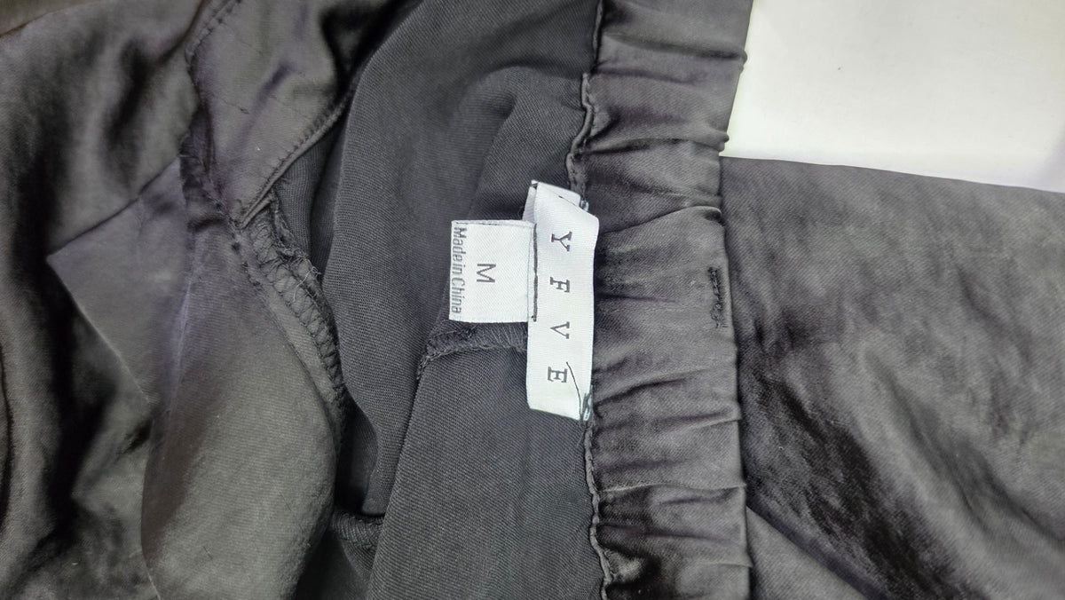 YFVE Black Satin Cargo Pants