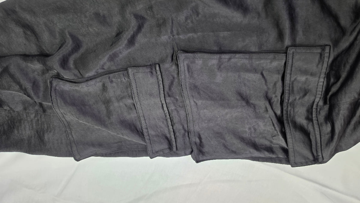 YFVE Black Satin Cargo Pants