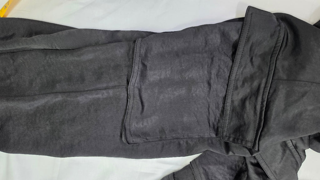 YFVE Black Satin Cargo Pants