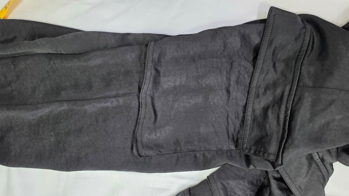 YFVE Black Satin Cargo Pants