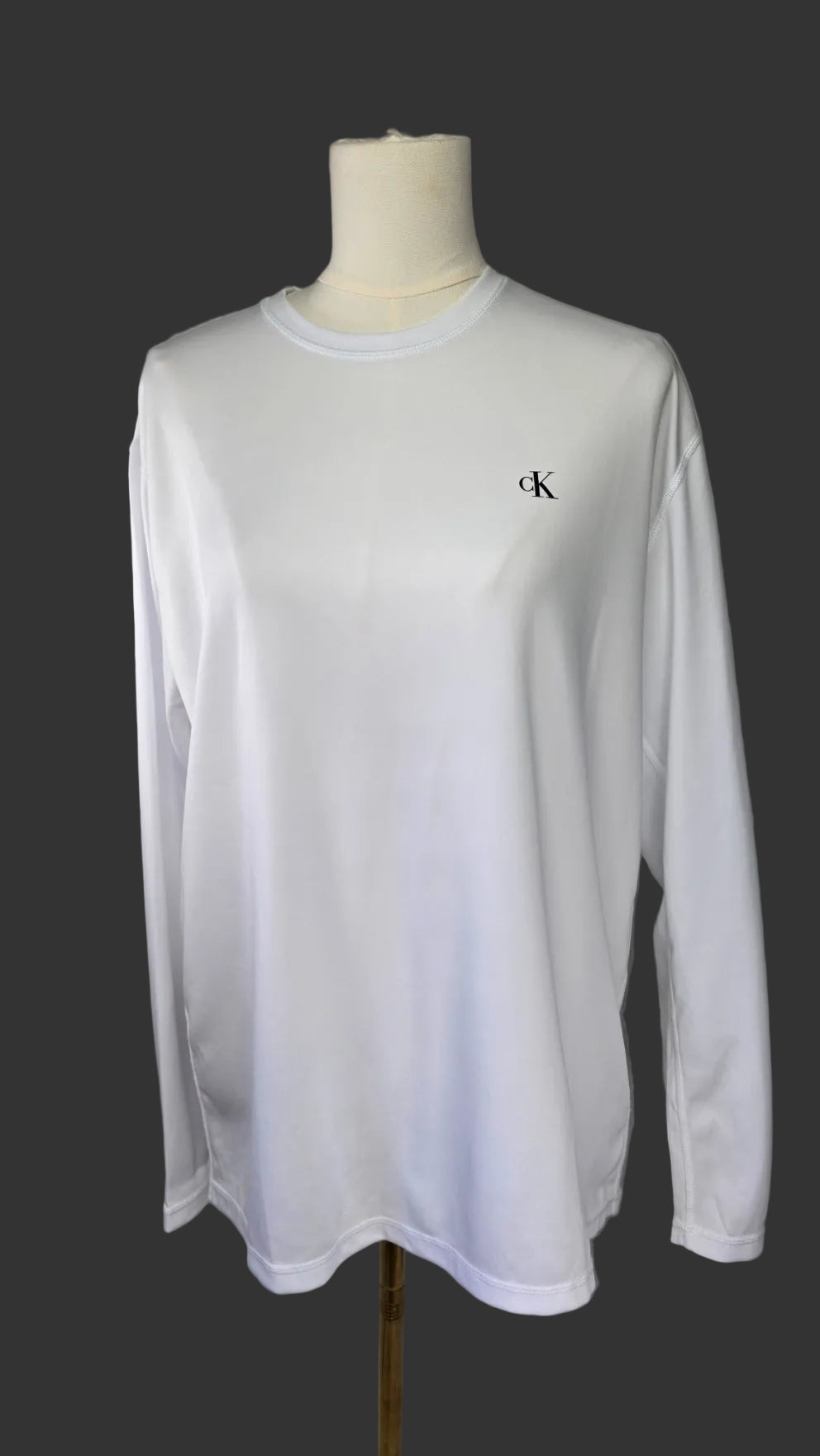 Calvin Klein Men’s White Long Sleeve Swim Shirt Rash Guard UPF 40