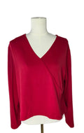 Preston & York Red Surplice Wrap Front Long Sleeve Top