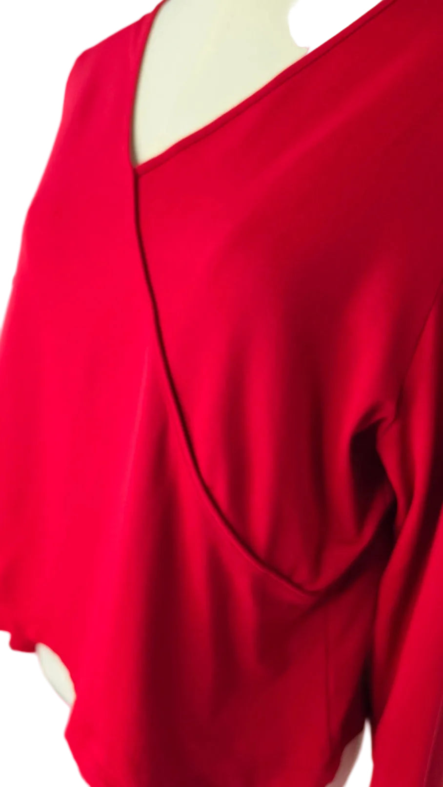 Preston & York Red Surplice Wrap Front Long Sleeve Top