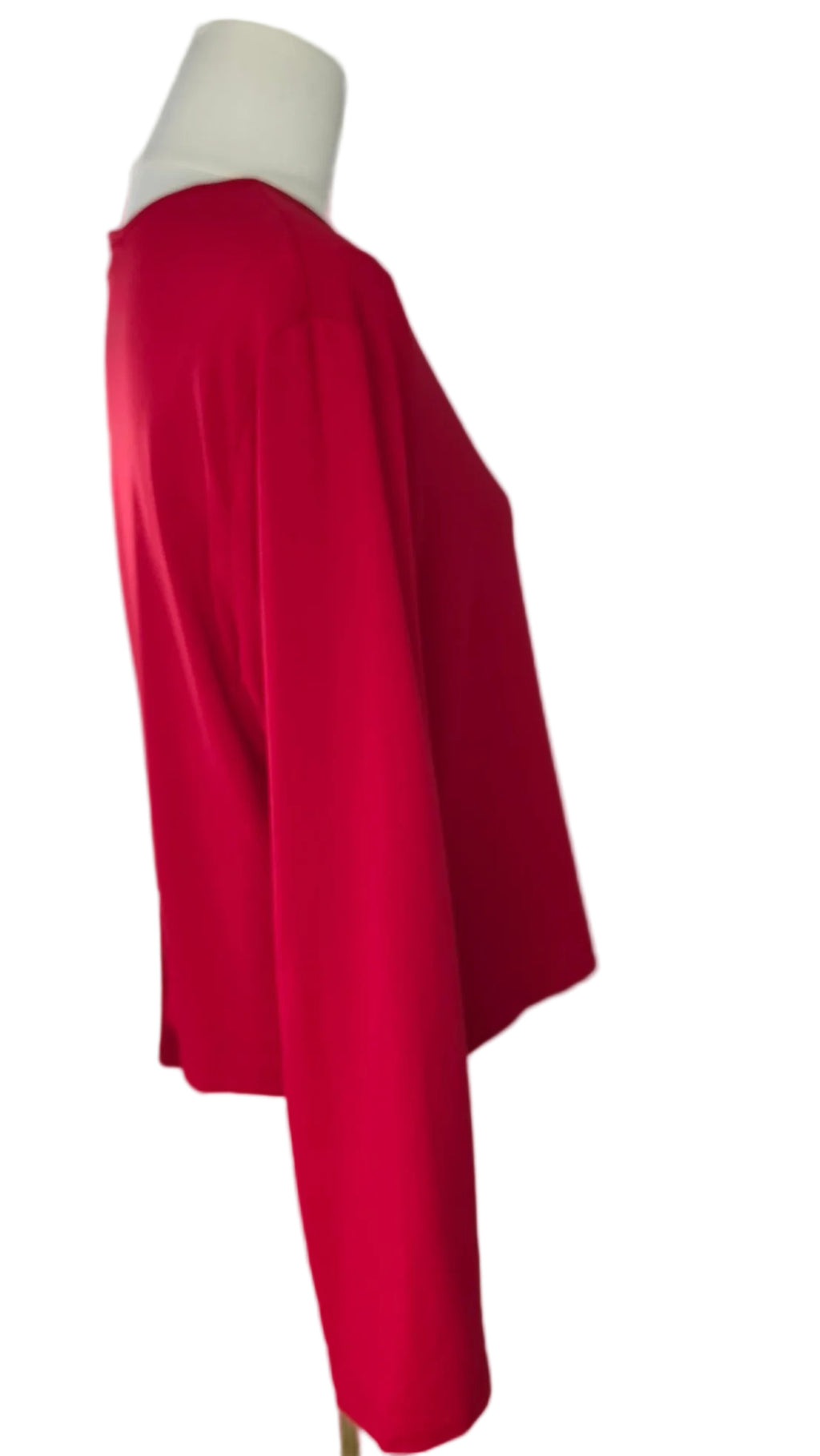 Preston & York Red Surplice Wrap Front Long Sleeve Top
