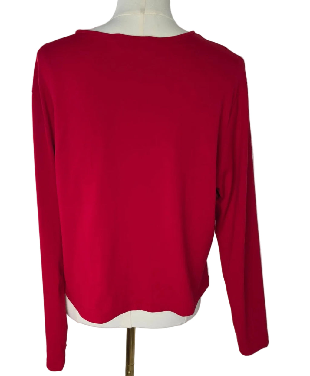 Preston & York Red Surplice Wrap Front Long Sleeve Top