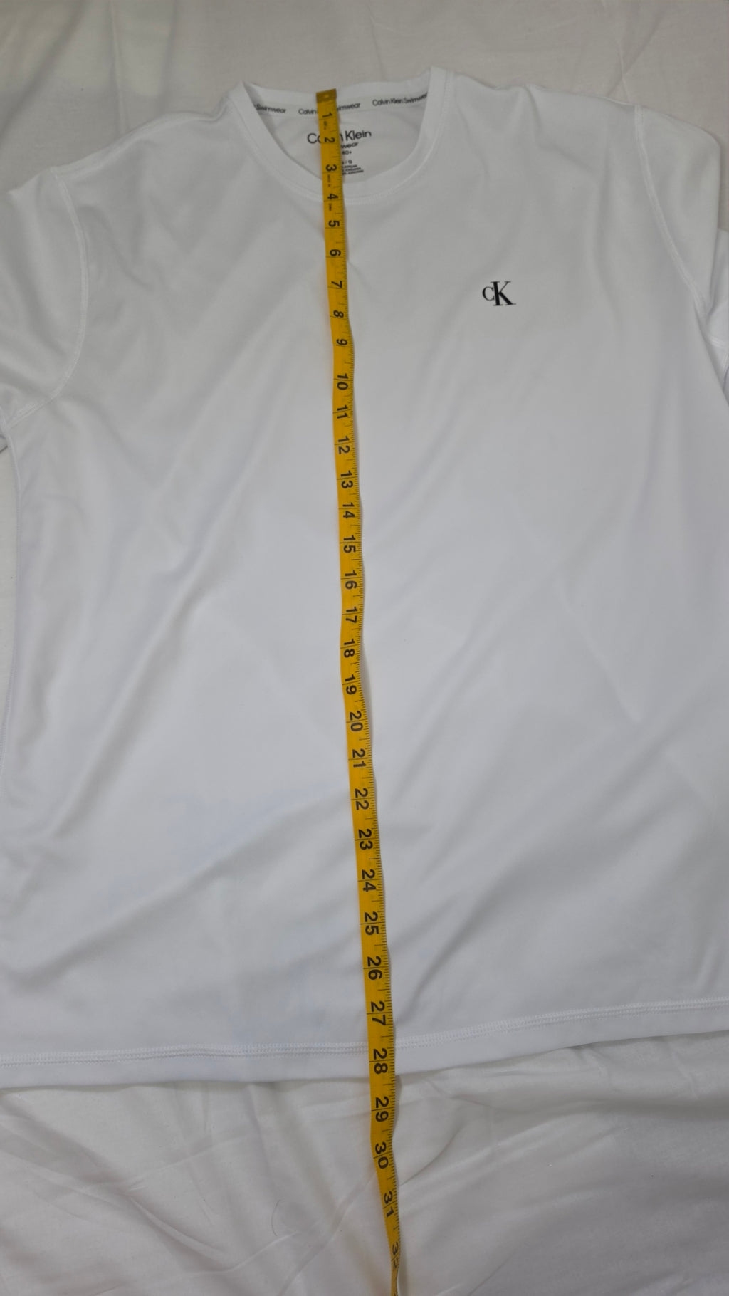 Calvin Klein Men’s White Long Sleeve Swim Shirt Rash Guard UPF 40