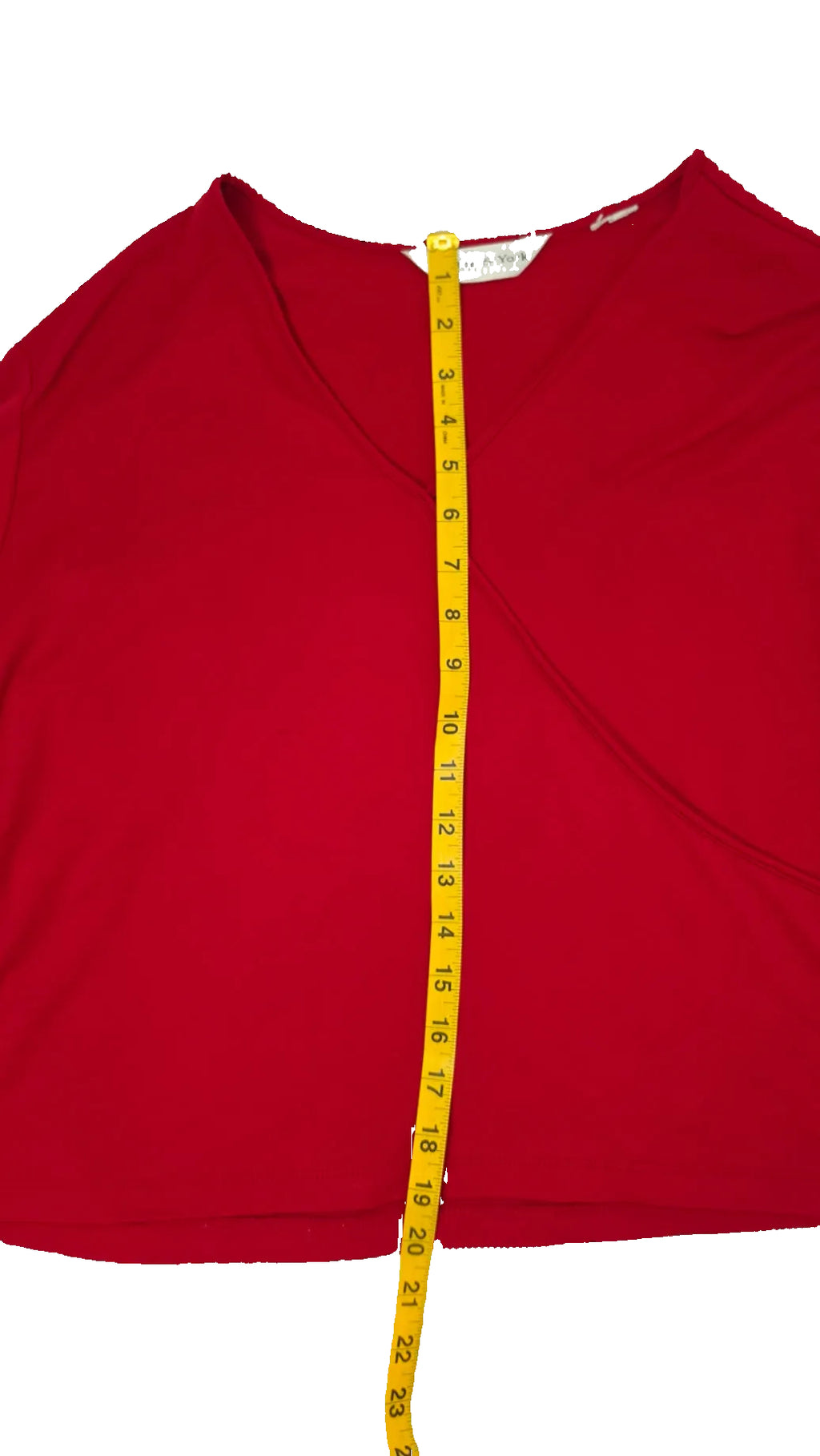Preston & York Red Surplice Wrap Front Long Sleeve Top