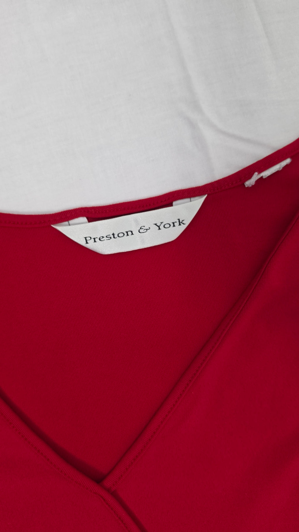 Preston & York Red Surplice Wrap Front Long Sleeve Top