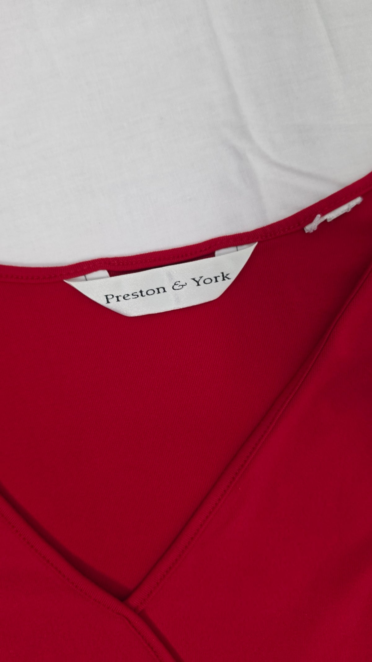 Preston & York Red Surplice Wrap Front Long Sleeve Top