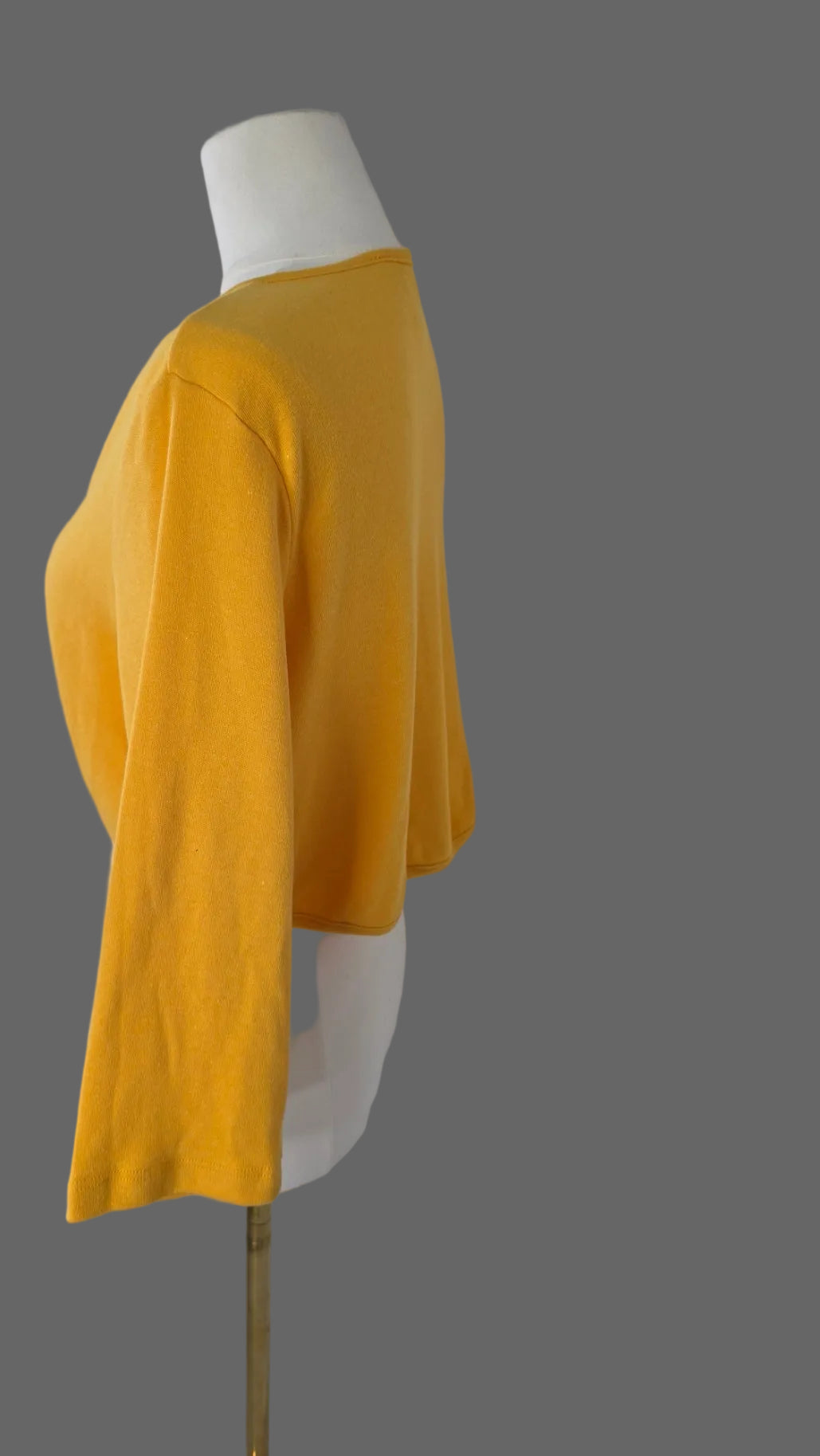 Roaman’s Women’s Medium Mustard Yellow Cropped Shrug Open Front Cardigan