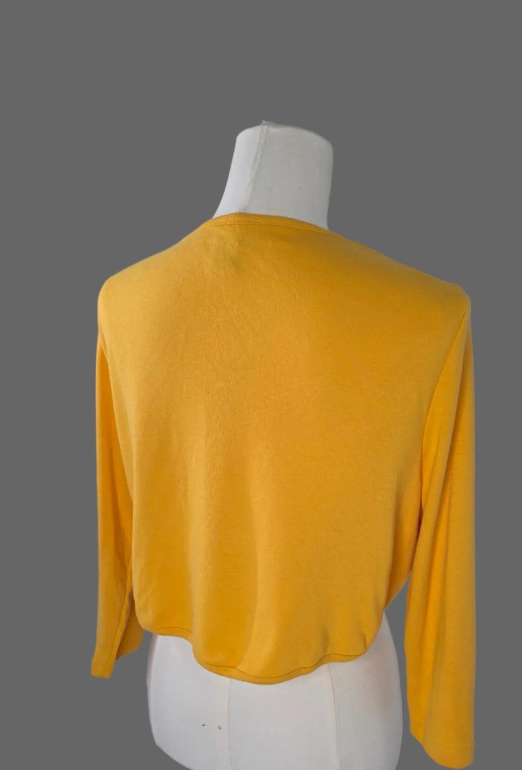 Roaman’s Women’s Medium Mustard Yellow Cropped Shrug Open Front Cardigan