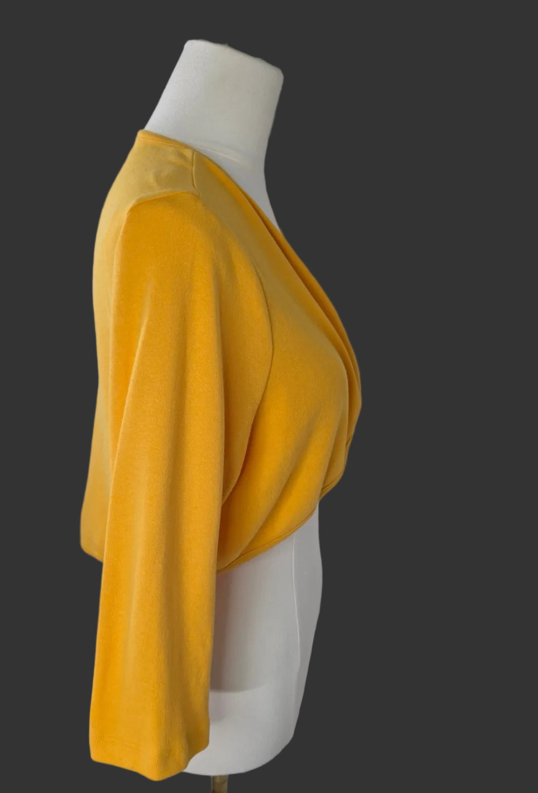 Roaman’s Women’s Medium Mustard Yellow Cropped Shrug Open Front Cardigan