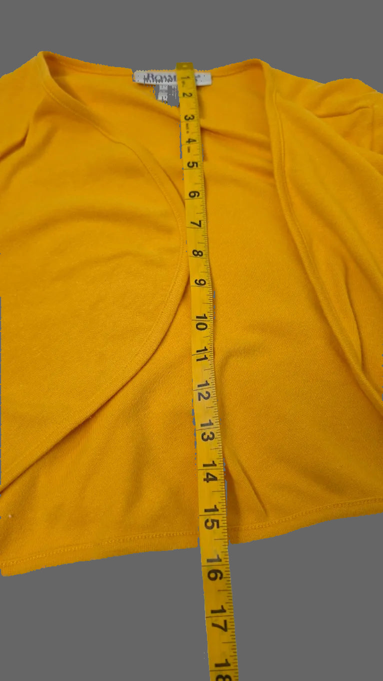 Roaman’s Women’s Medium Mustard Yellow Cropped Shrug Open Front Cardigan