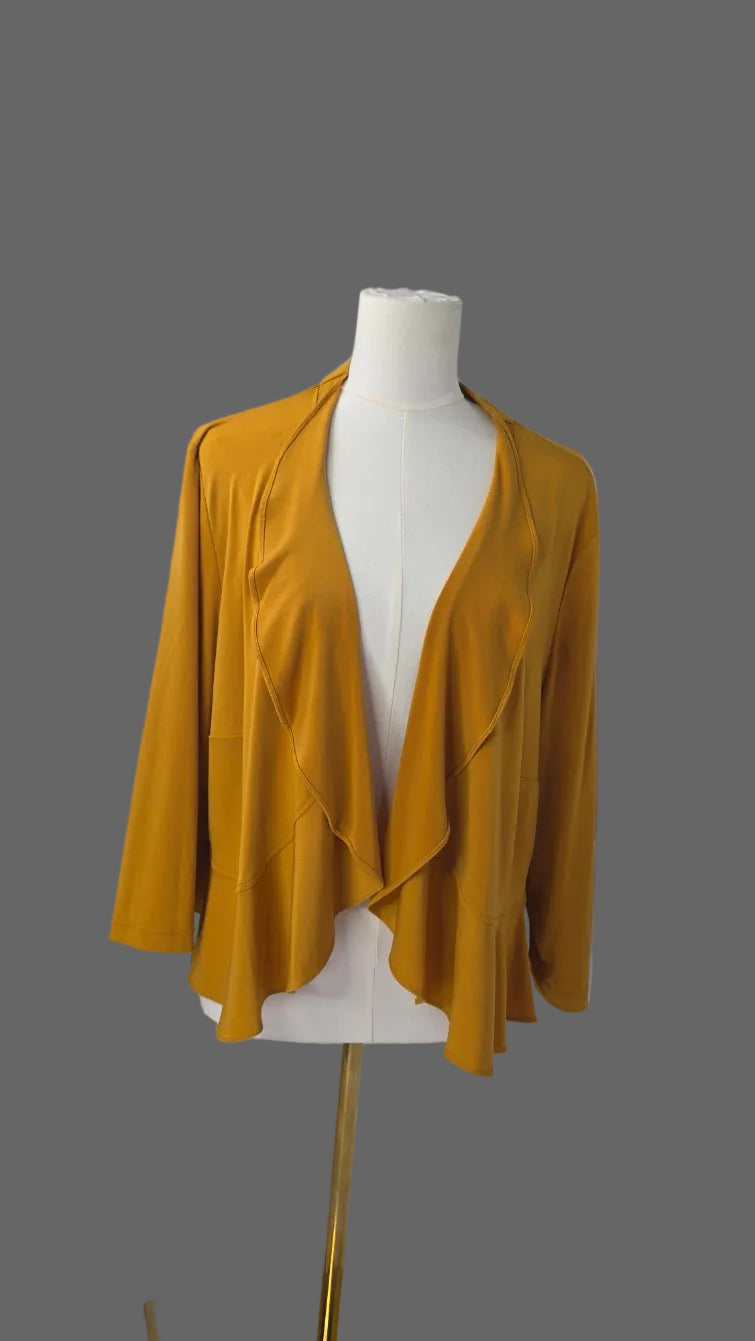 Julian Taylor New York Women’s 16W Mustard Draped Ruffle Cardigan