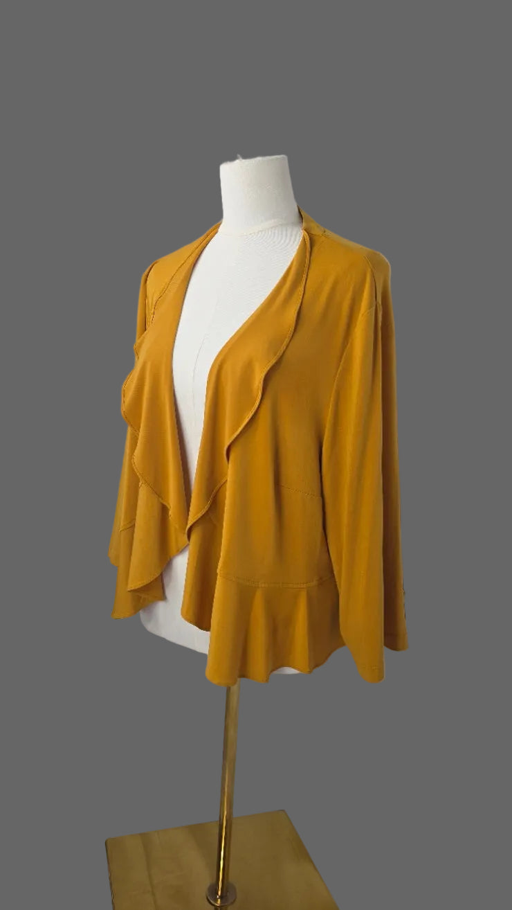 Julian Taylor New York Women’s 16W Mustard Draped Ruffle Cardigan