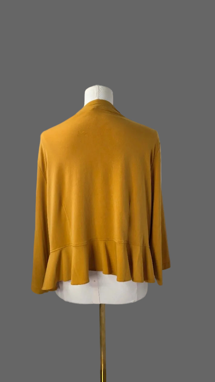 Julian Taylor New York Women’s 16W Mustard Draped Ruffle Cardigan
