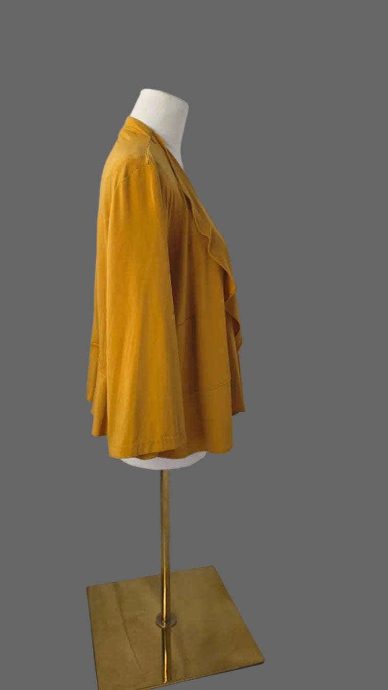 Julian Taylor New York Women’s 16W Mustard Draped Ruffle Cardigan