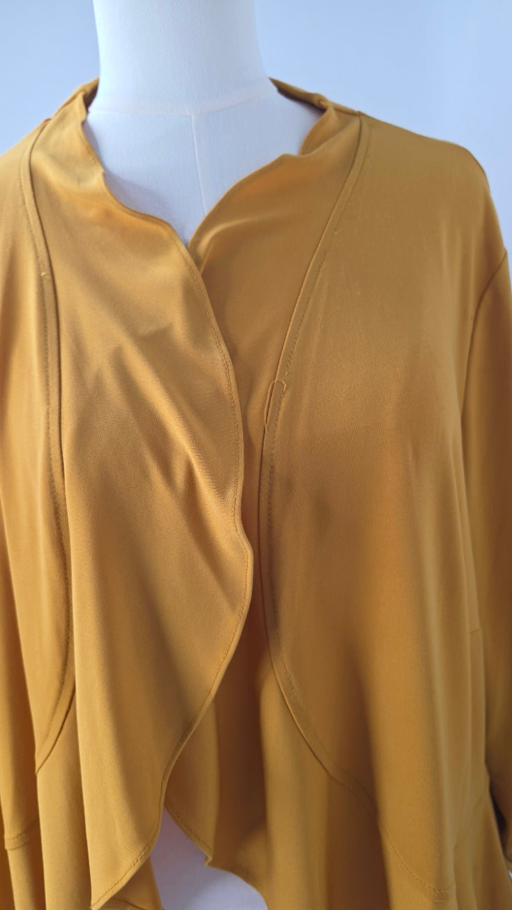 Julian Taylor New York Women’s 16W Mustard Draped Ruffle Cardigan