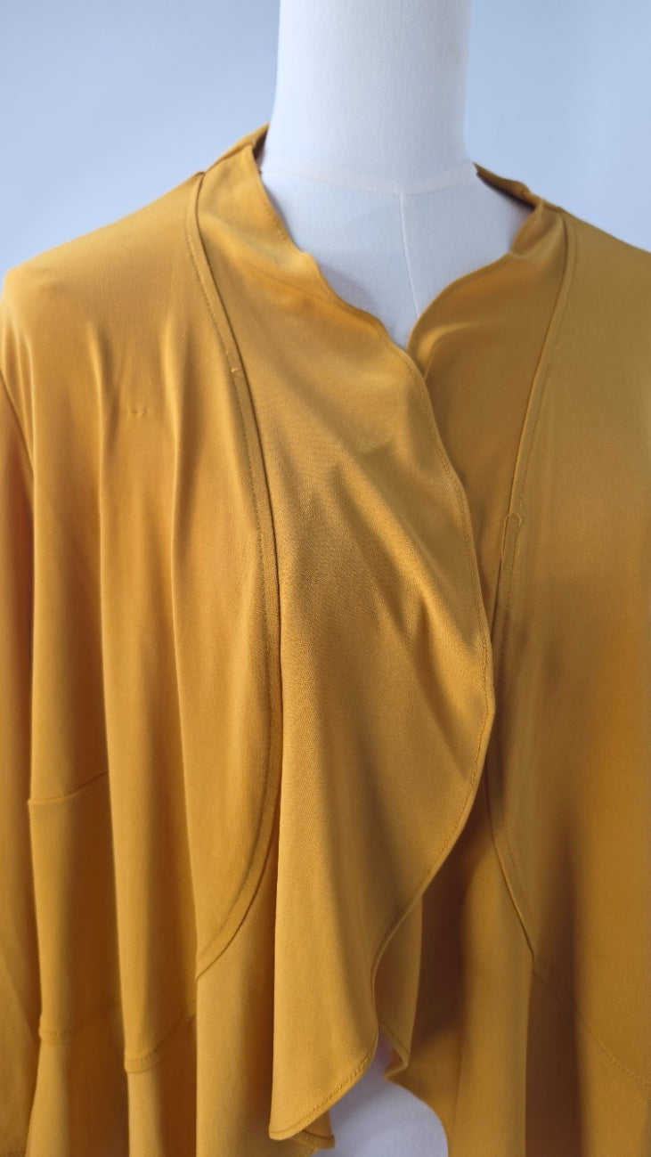 Julian Taylor New York Women’s 16W Mustard Draped Ruffle Cardigan