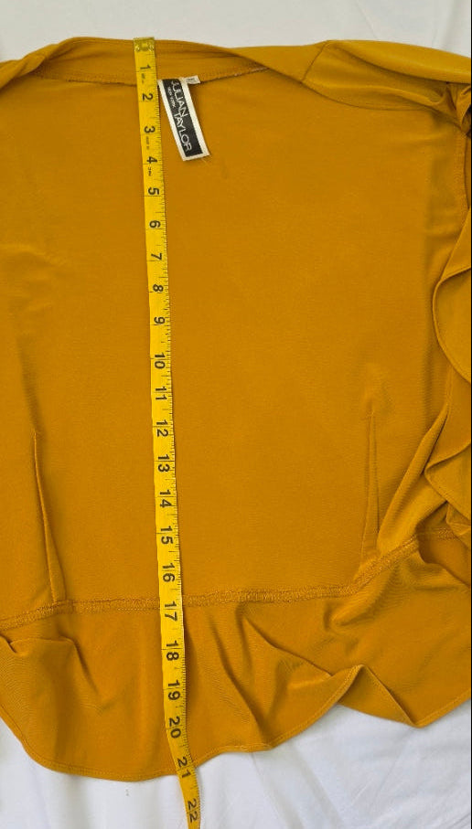 Julian Taylor New York Women’s 16W Mustard Draped Ruffle Cardigan