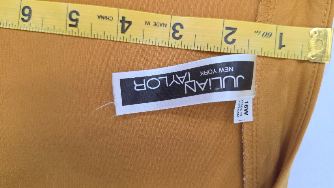 Julian Taylor New York Women’s 16W Mustard Draped Ruffle Cardigan