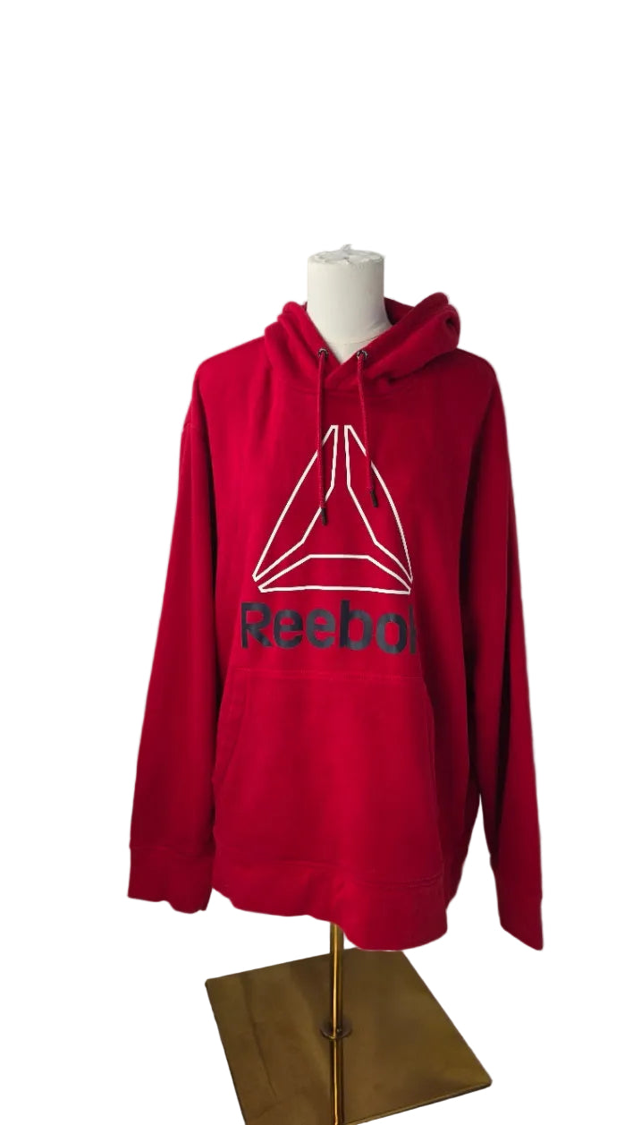 Reebok 2XL Red Fleece Pullover Hoodie Logo Sweatshirt Unisex