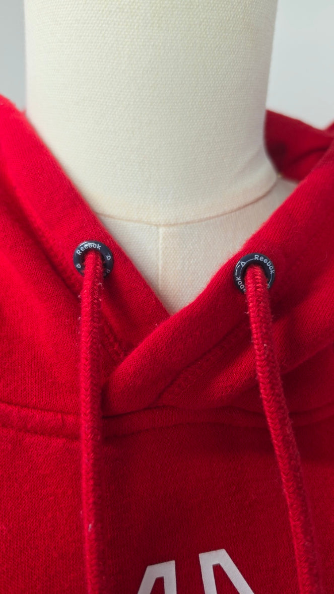 Reebok 2XL Red Fleece Pullover Hoodie Logo Sweatshirt Unisex