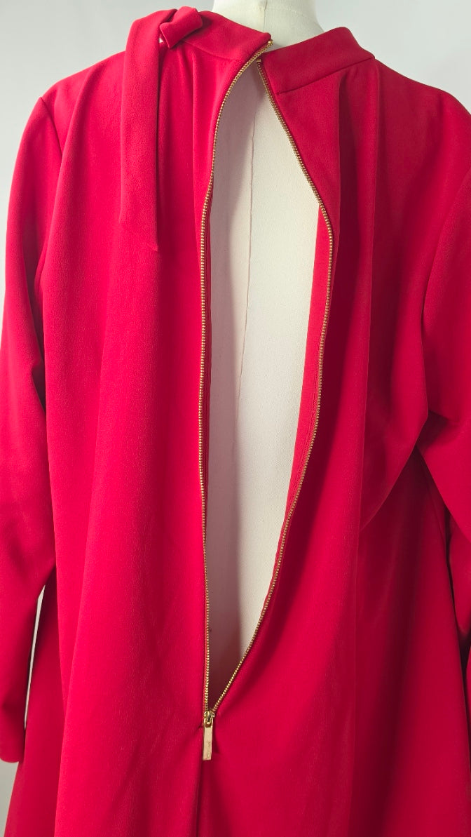 Title: Calvin Klein Women’s 20W Hot Pink Bow-Neck Shift Dress Gold Back Zipper