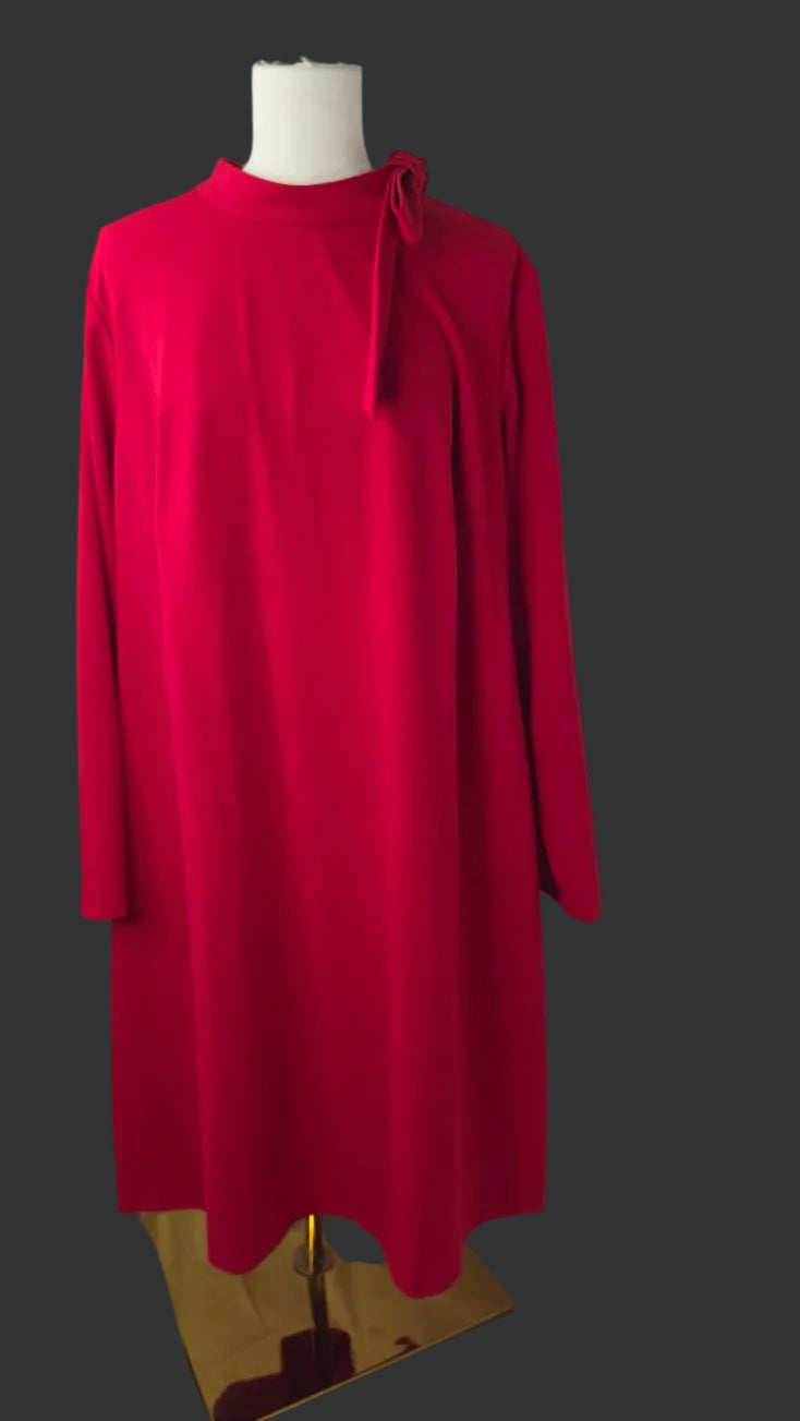 Title: Calvin Klein Women’s 20W Hot Pink Bow-Neck Shift Dress Gold Back Zipper