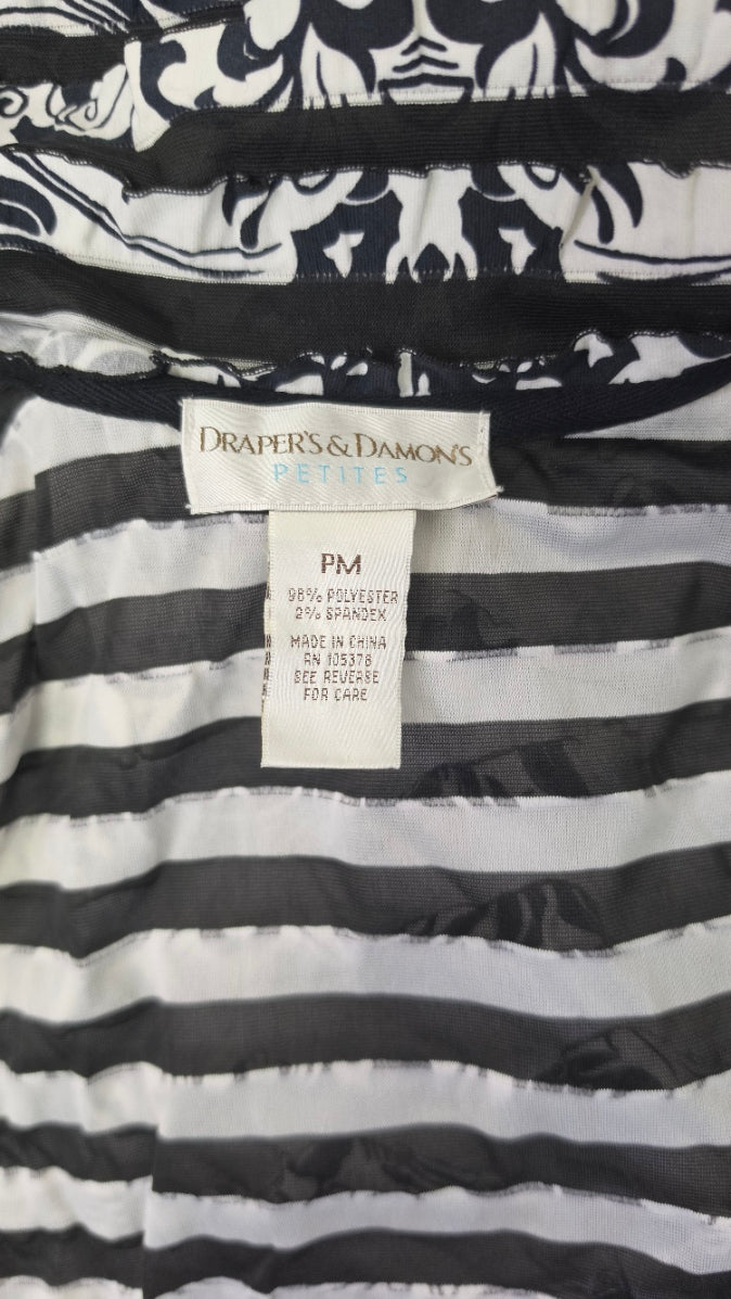Draper’s & Damon’s Petite Medium Black White Ruffle Mesh Jacket Full Zip