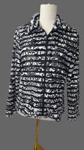 Draper’s & Damon’s Petite Medium Black White Ruffle Mesh Jacket Full Zip