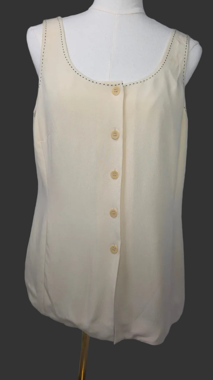 Rena Rowan Silk Sleeveless Blouse – Cream (Size 12)