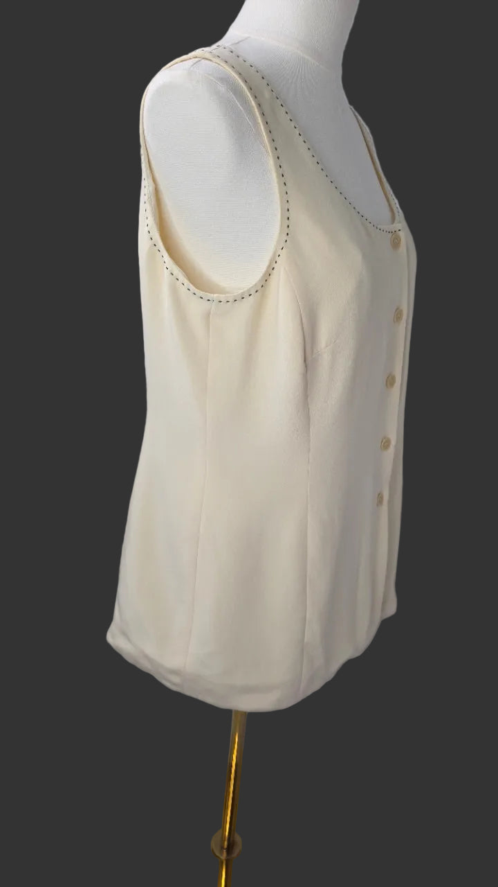 Rena Rowan Silk Sleeveless Blouse – Cream (Size 12)