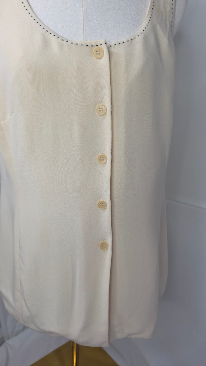 Rena Rowan Silk Sleeveless Blouse – Cream (Size 12)