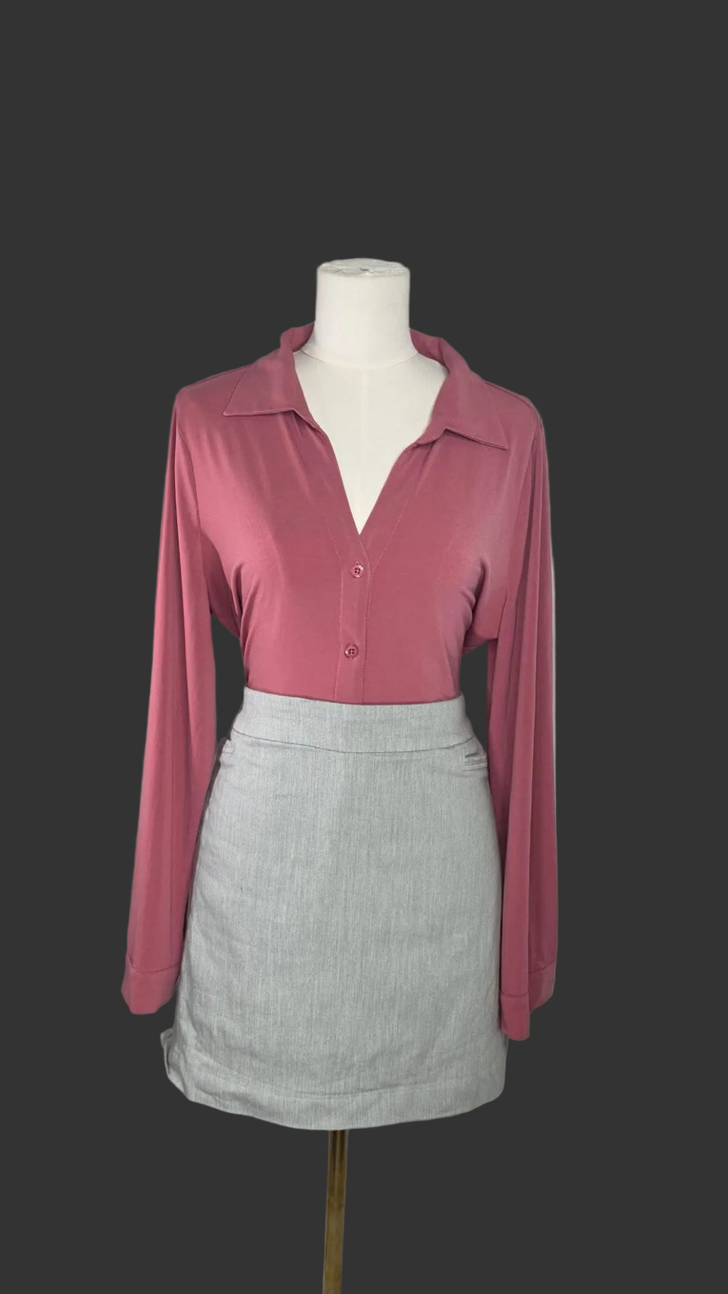 A Love Story Dusty Rose Collared Button Front Blouse – XL