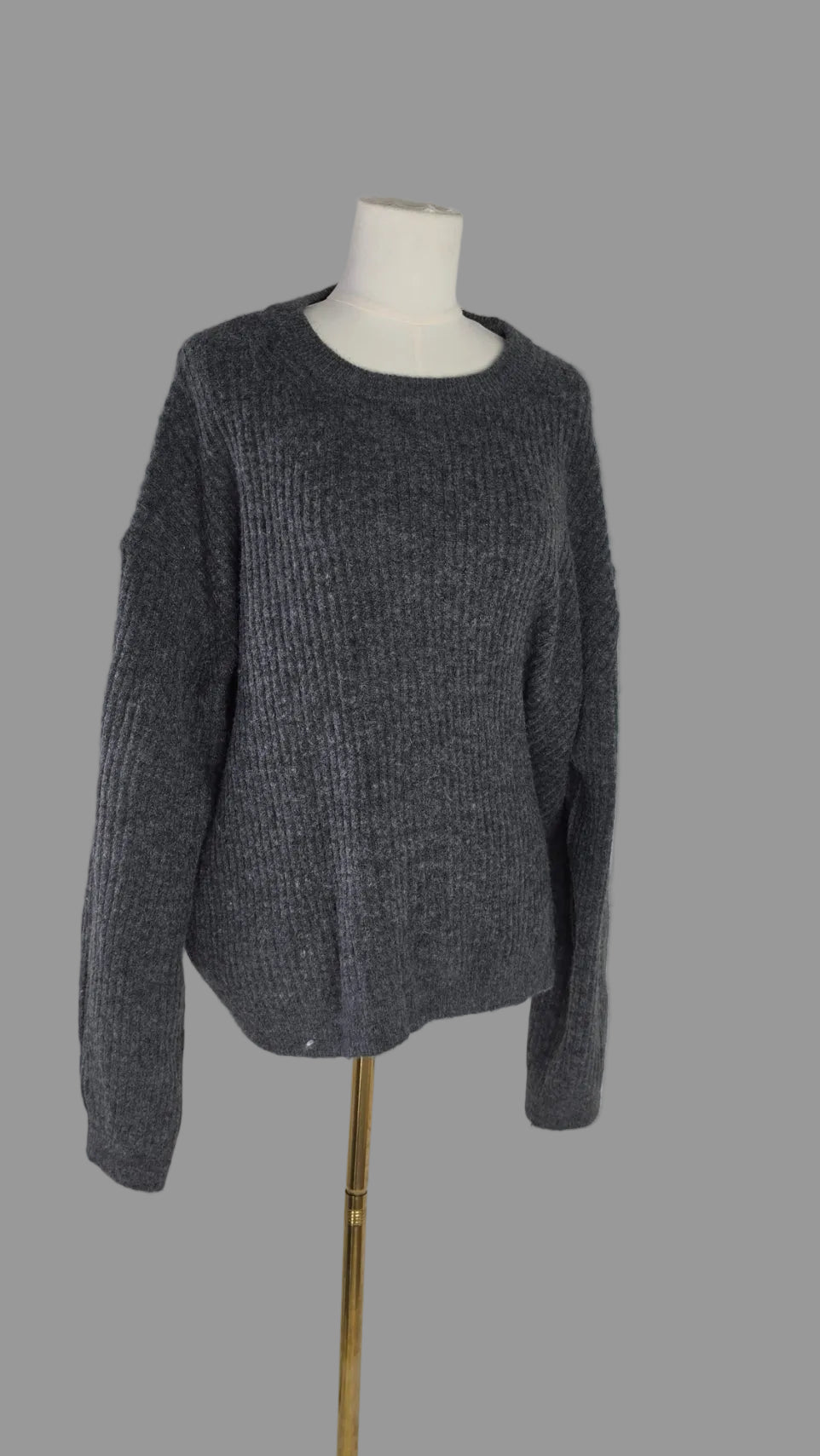 H&M Charcoal Gray Textured Knit Sweater — XL
